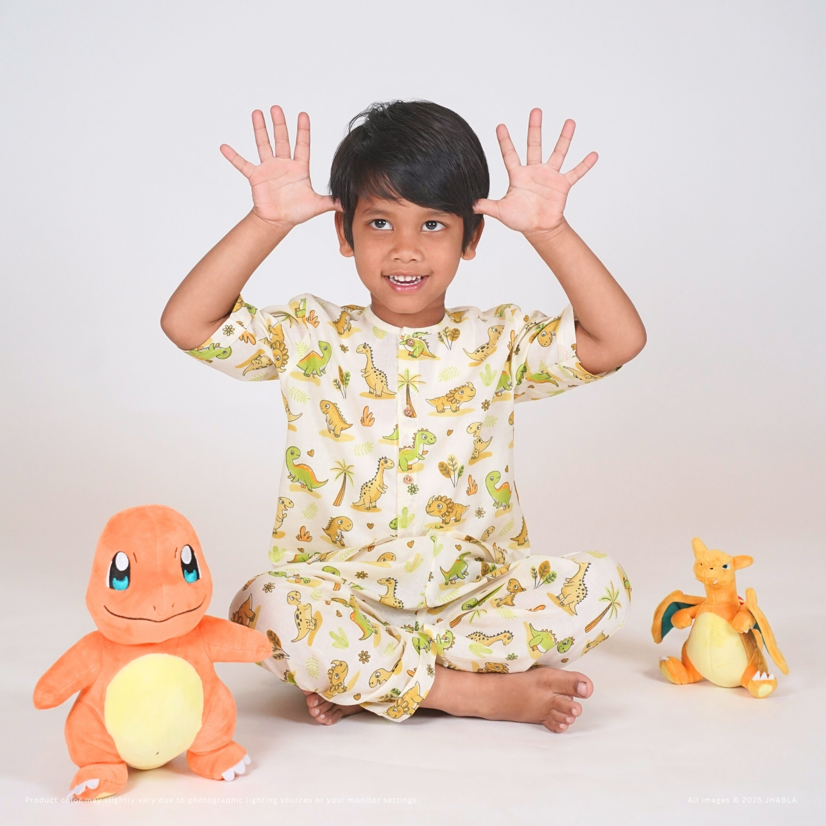Tiny Saurus – Baby Cotton Jhabla Pajama Set