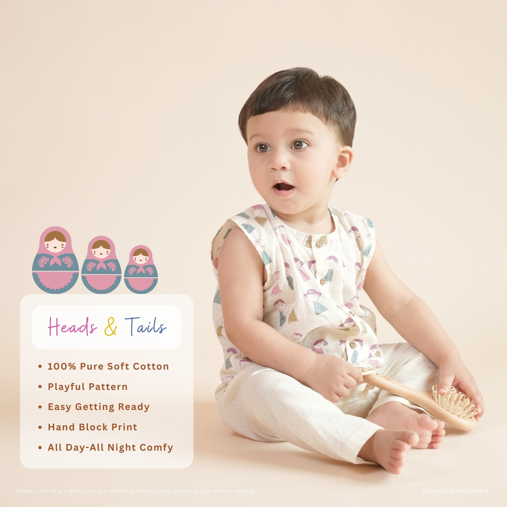 Heads Or Tails (Purple) – Baby Cotton Jhabla Pajama Set