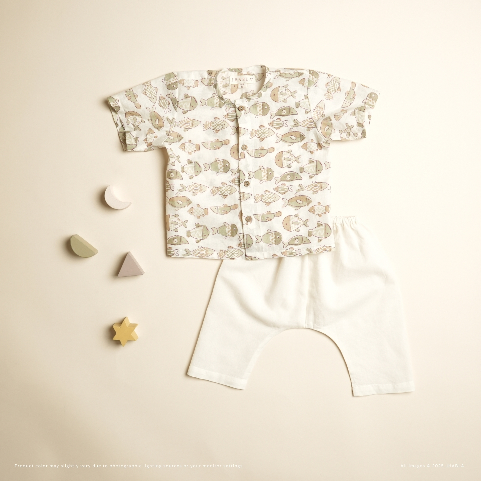 Fishy Friends – Baby Cotton Jhabla Pajama Set
