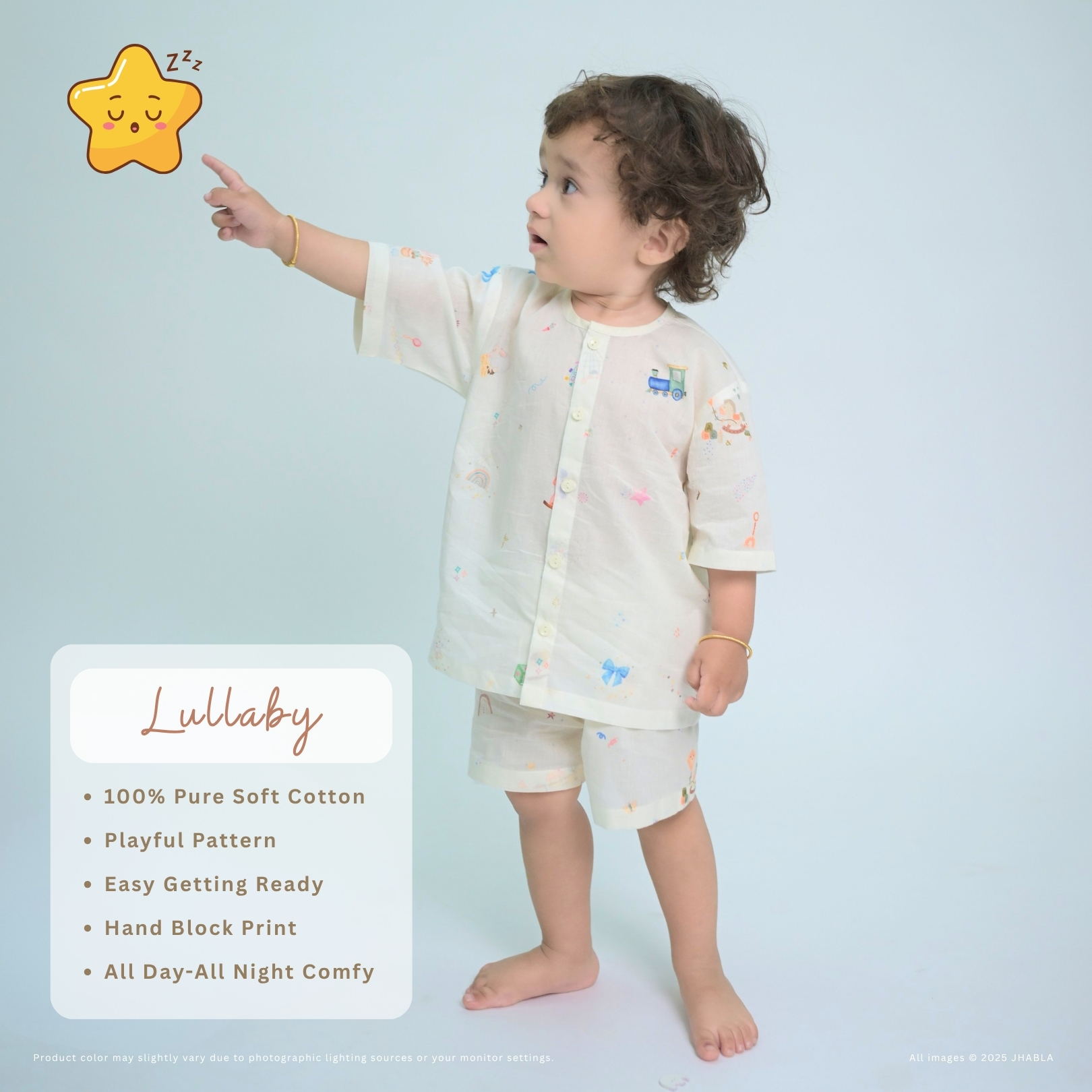 Lullaby (Half Sleeves) – Baby Cotton Jhabla Shorts Set