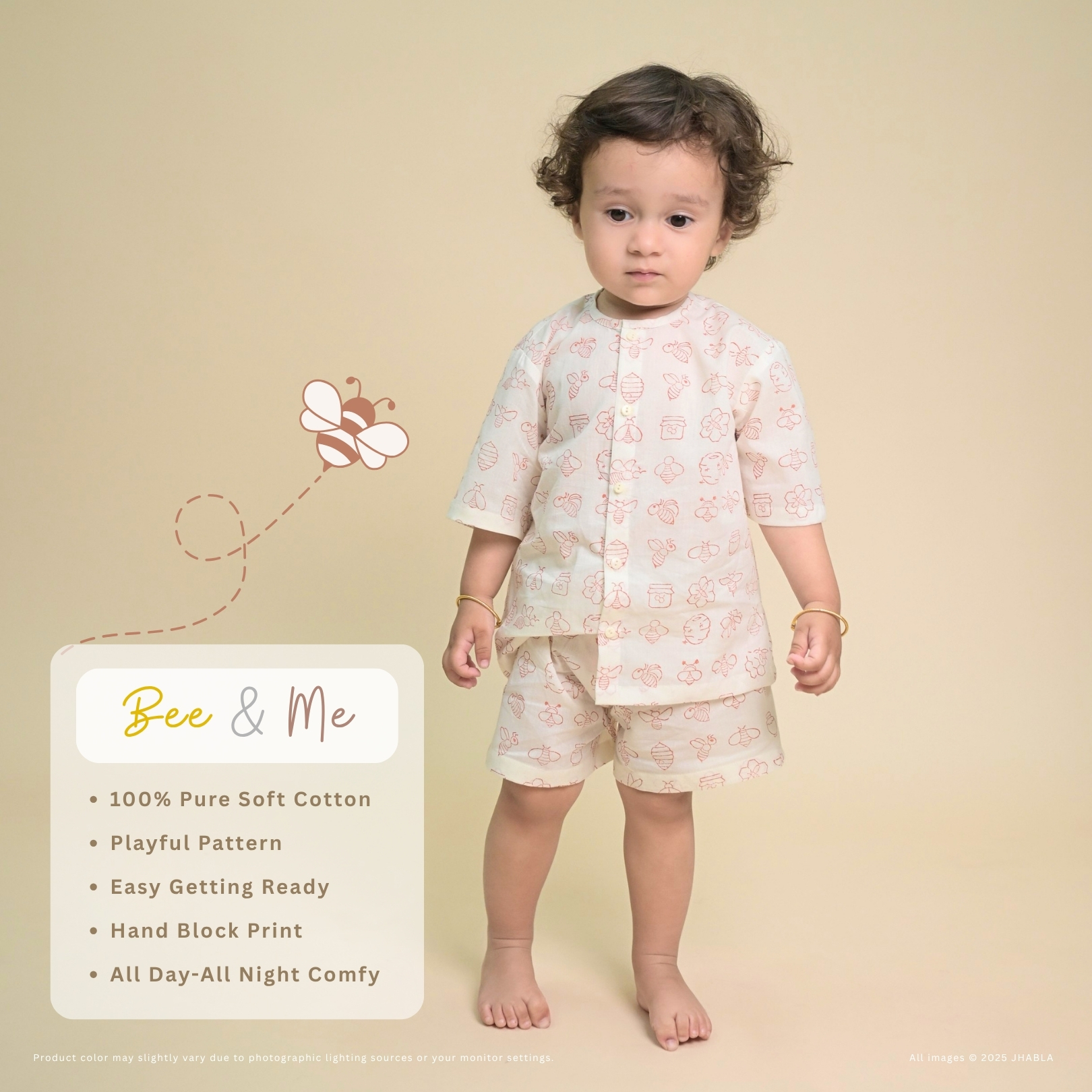 Bee & Me – Baby Cotton Jhabla Shorts Set