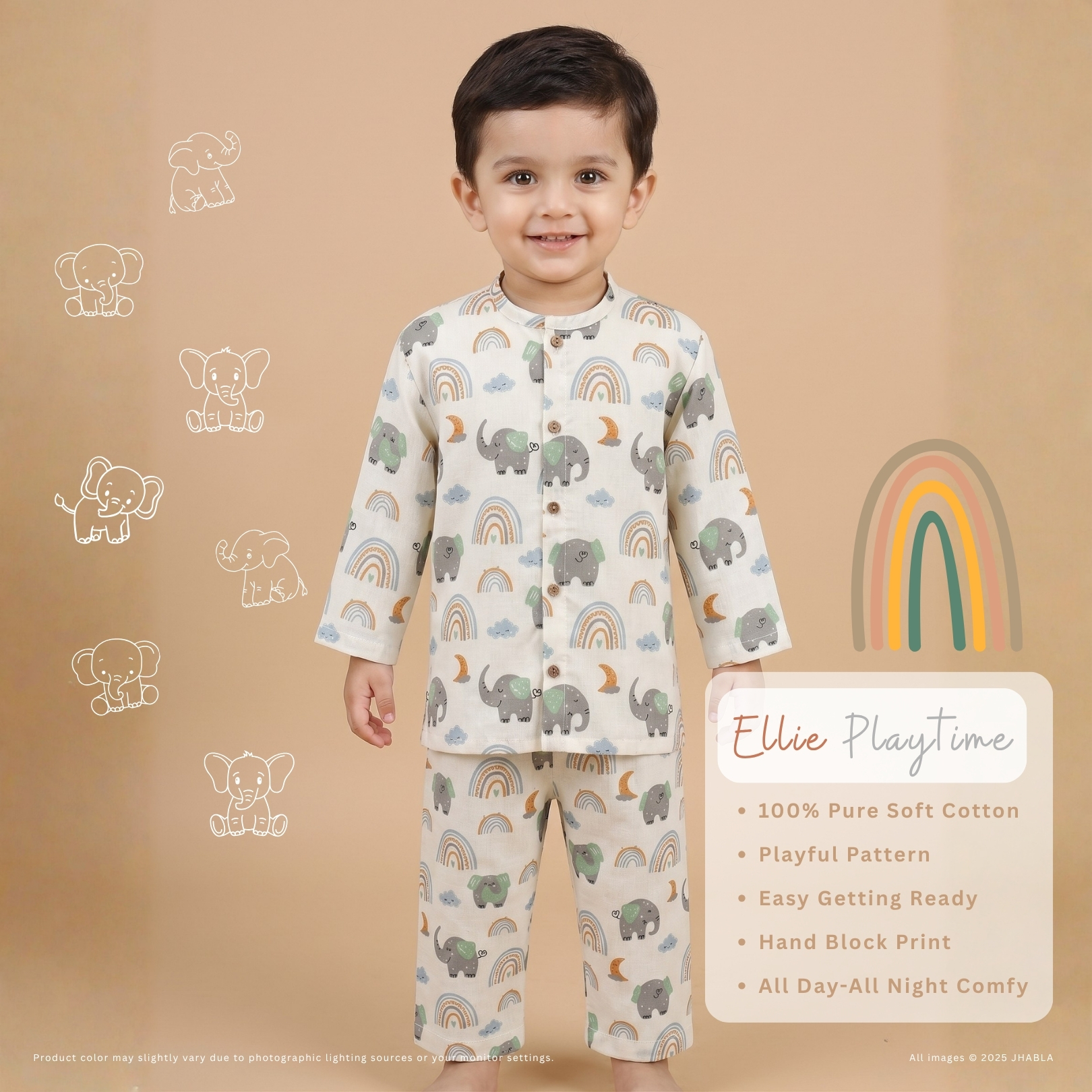 Ellie Playtime – Baby Cotton Jhabla Pajama Set