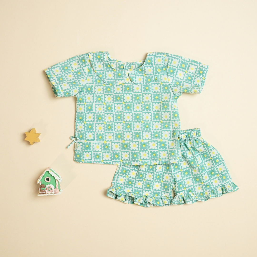 Kaleidoscope Kiddos – Baby Girl Cotton Shirt Shorts Set