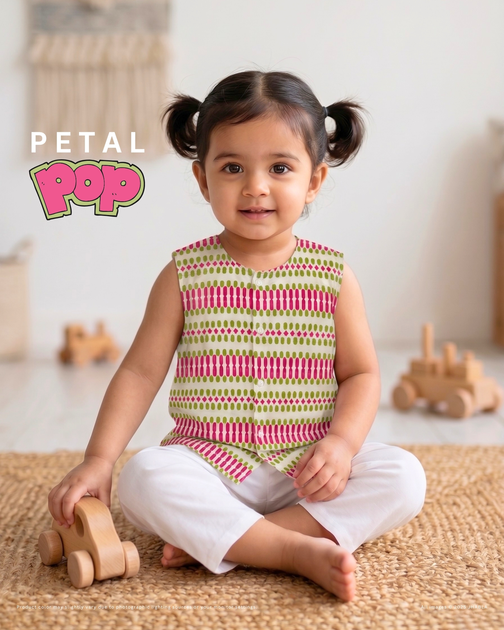 Petal Pop (Cut Sleeves )- Baby Cotton Jhabla Pajama Set