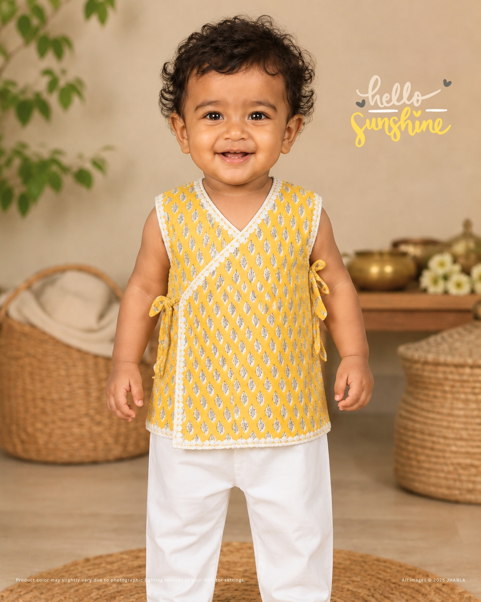 Sunshine – Baby Cotton Angrakha Style Jhabla Pajama Set