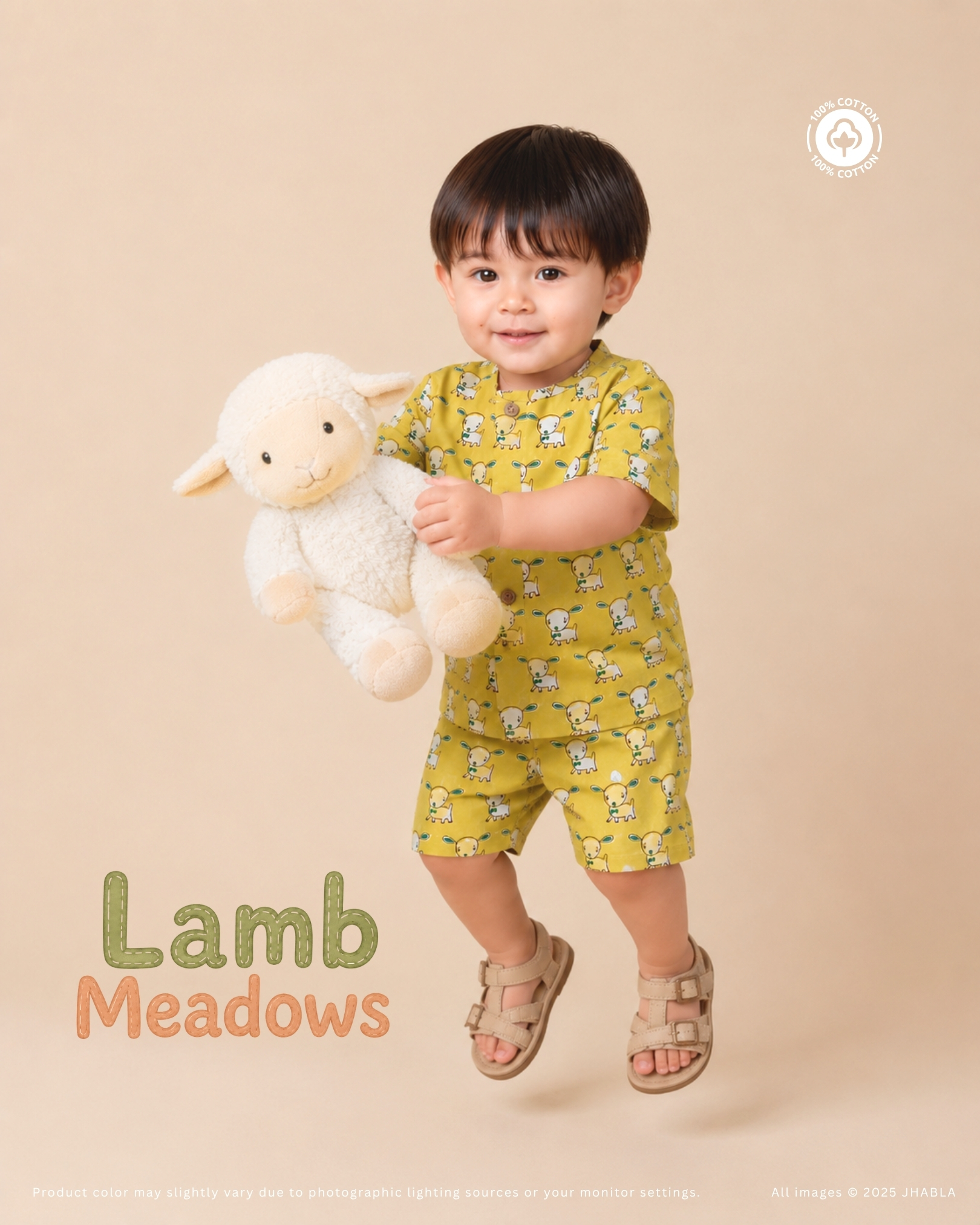 Lamb Meadows – Baby Cotton Jhabla Shorts Set
