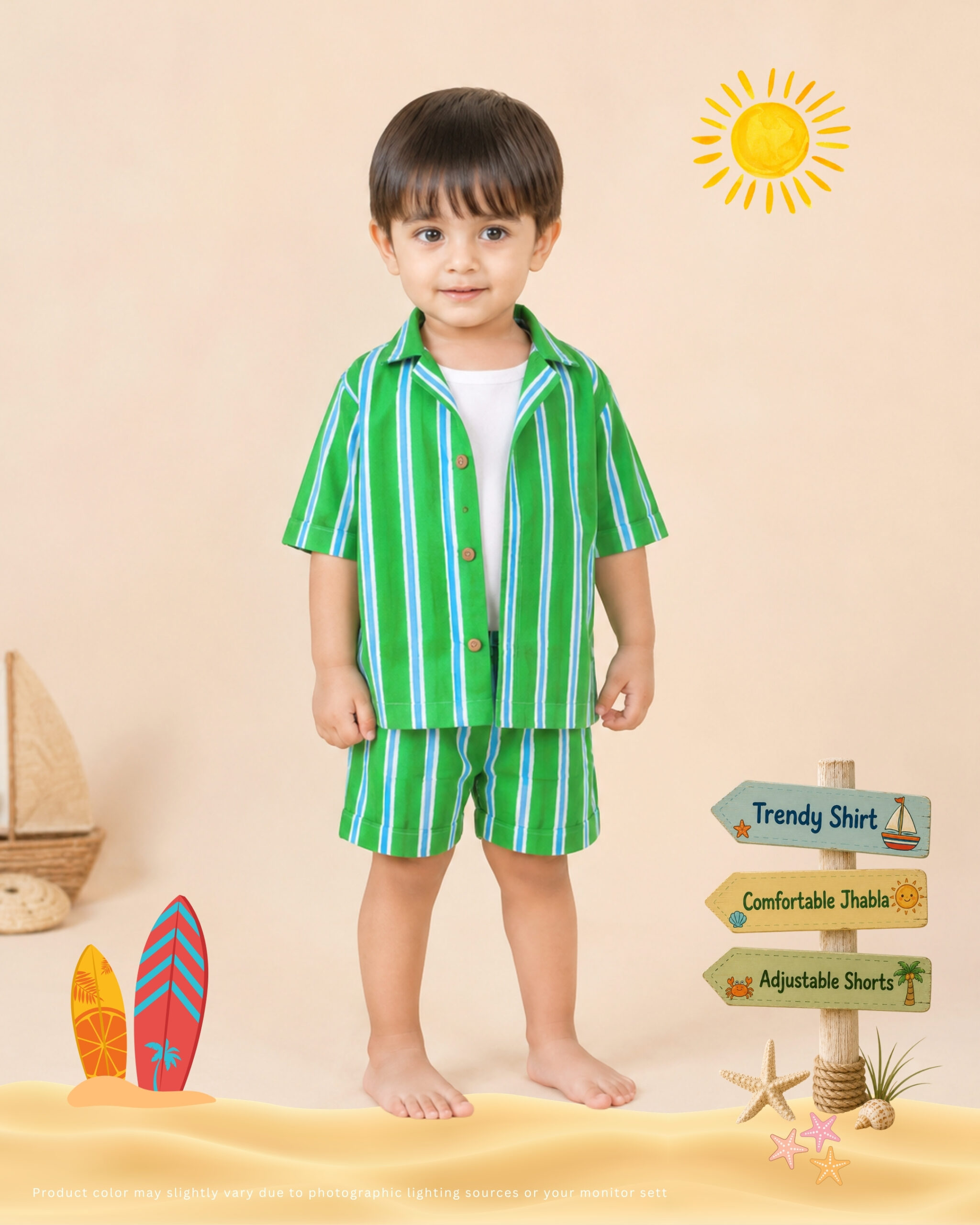 Palm Parade – Baby Boy Cotton Shirt Shorts Set