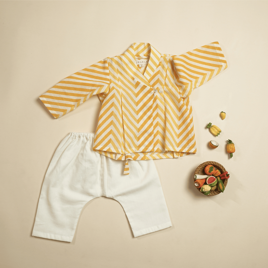 Mango Mousse – Baby Cotton Angrakha Pajama Set
